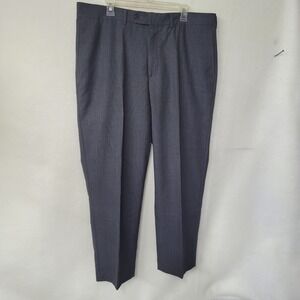 Lands End Traditional Fit Charcoal Houndstooth Wool Blend Dress Pants Size 40x30